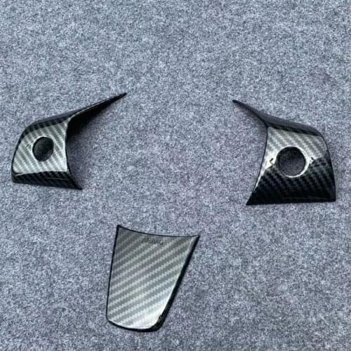 For Tesla Model 3 2017-2019 ABS Carbon Fiber Look / Chrome Matte Car Interior Steering Wheel Control Button Molding Cover Trim
