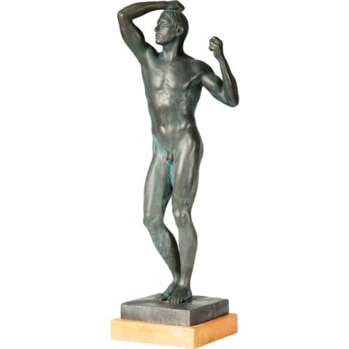 Bronze Age Nude Man Statue Ancient Hellenistic Sculpture Antique Art Hot Casting Brass Collectible Figurine Home Decor