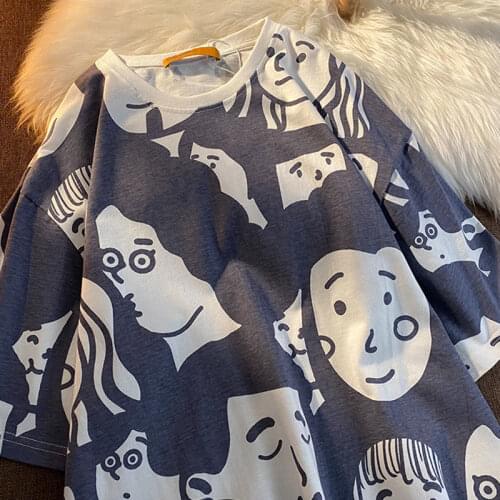 O-neck Hip Hop Cotton T-Shirt Women Oversize Fashion T Shirts Streetwear Summer Half Sleeve Casual Couple High Street Tshirt