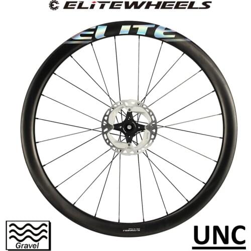 ELITEWHEELS 700C Road Disc Bike Wheelset Gravel Carbon Wheels 40mm Rim Depth Tubeless Compatible Ratchet System 36T Hub 24H UNC