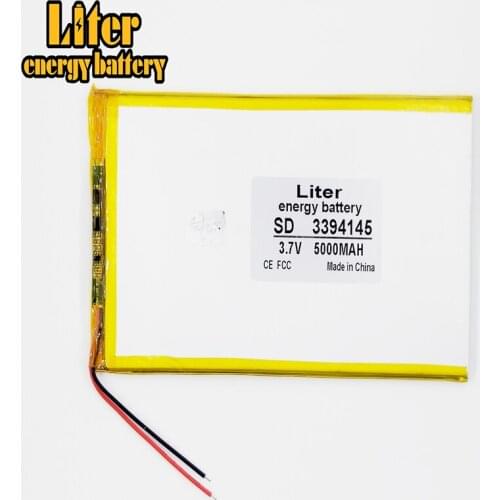 3.7V 5000mAh 3394145 Lithium Polymer Li-Po li ion Rechargeable Battery cells For Mp3 MP4 MP5 GPS mobile bluetooth