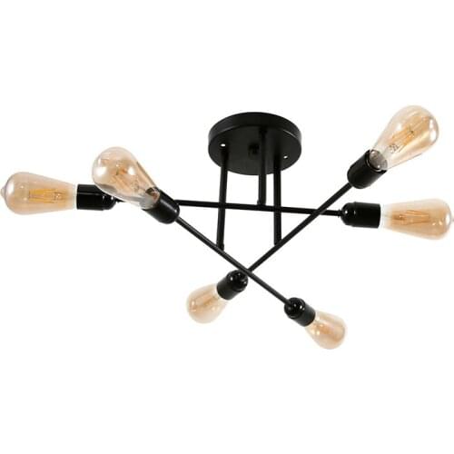Multiple Rod Wrought Iron Ceiling Lights Nordic Iron Lights LED Ceiling Light 6 Lamp For Home Decor Restaurant Dinning Cafe Bar