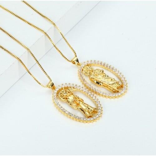 Daihe Fashion Gold Plated Devil Angel Pendant Necklace Women Religious Myth Characters Adjustable Zircon Copper Necklace Jewelry