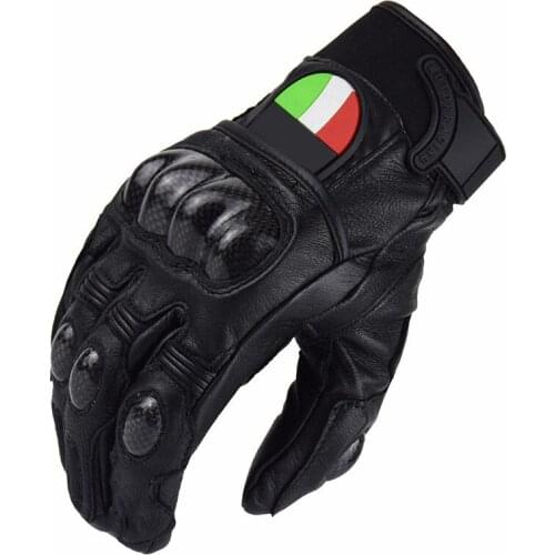 Motorbike MX Dirt Bike Offroad Carbon Fiber Genuine Leather Gloves Motocross Motorcycle Black Gloves