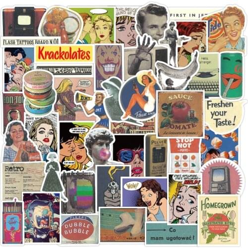 50/100PCS Cartoon Travel Postmark Postage Decal Sticker Retro Figure Stamp Stickers for Suitcase Guitar Laptop Bike Classic Toy