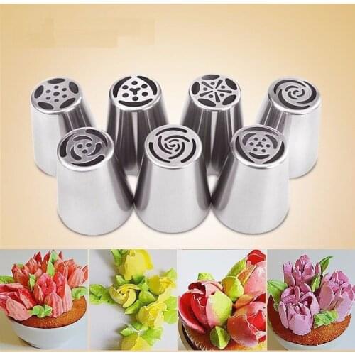 Stainless Steel Russian Tulip Icing Piping Nozzles Pastry Decoration Tips Cake Decoration Rose Cake Accessories 7PC/set Uroomee