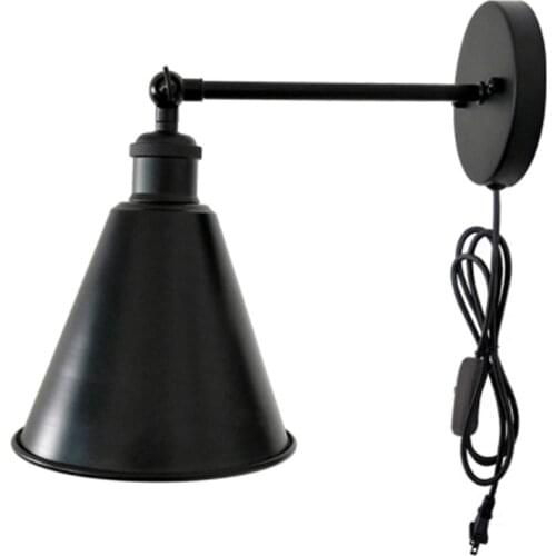 Plug in Wall Lamp Wall Sconce with Switch Swing Arm Wall Light Wall Mounted Light Industrial Wall Light E27 Base US Plug