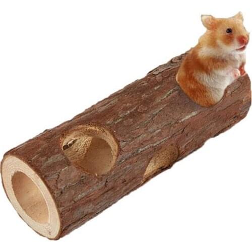 Natural Wooden Hamster Mouse Tunnel Tube Toy Forest Hollow Tree Trunk Small Animal Wooden Tunnel Tube Toy, 15cm / 20cm Long