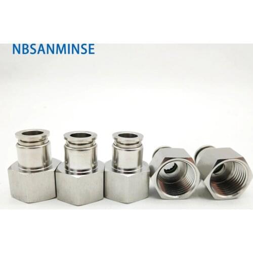 NBSANMINSE 5Pcs/lot SSPCF M5 1/8 1/4 3/8 1/2 SS316L Stainless Steel Food Grade Fitting Female Thread Straight SS Fitting