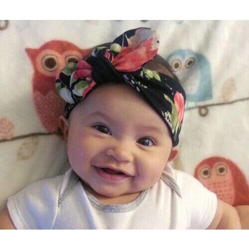 Wholesale New arrival Cute kids Floral Printed Knotted Bow Headband girl Turban Headband Girl Cotton Headwrap 180ps/lot