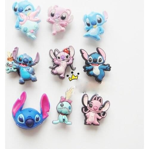 Geniune Cute Shoe Charms Accessories Cartoon Stitchs Figures Lilo Angel Shoes Buckle Decorations for Sandals Charms Kids Gift