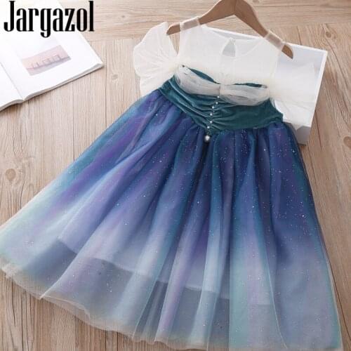 Summer Fashion Fish Princess Dress Starry Sky Off The Shoulder Kids Costume Party Birthday Little Girls Dresses Vestidos