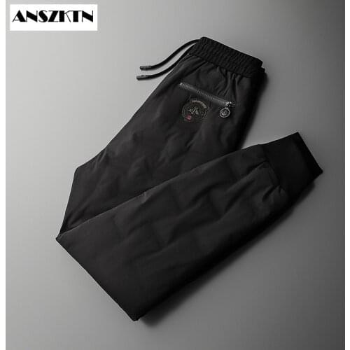 ANSZKTN Down pants for men wearing youth outdoor extra thick winter fashion light slim small feet movement loose large size