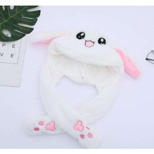 Rabbit Hat with Moving Ears Bunny Hat Ears Warm Plush Sweet Cute Airbag Cap