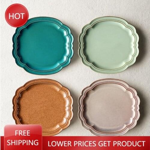 Blue Nordic Ceramic Dinner Plates European Dessert Breakfast Plates Cute Colorful Borden Servies Ceramic Serving Dishes AA50CP