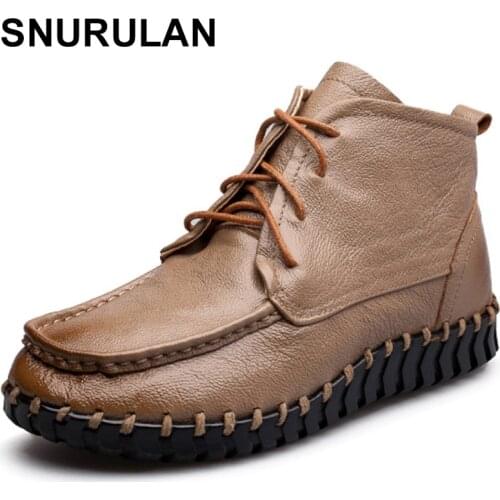 SNURULAN Genuine leather boots women 35~41 brand cow fashion 2018 spring womens boots
