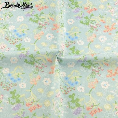 Light Green 100% Cotton Twill Fabric Floral Design Scrapbooking DIY Sewing Material Baby Tecido Quilting Tela Algodon