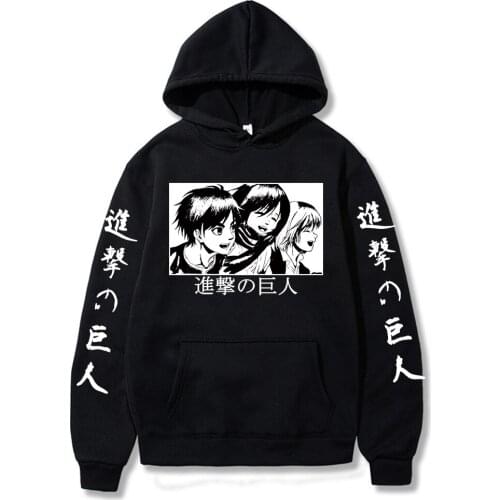 Japan Anime Attack on Titan Hoodie Pullovers Mikasa Ackerman Eren Tops Long Sleeves Sweatshirts Harajuku Spring Autumn Hoodies