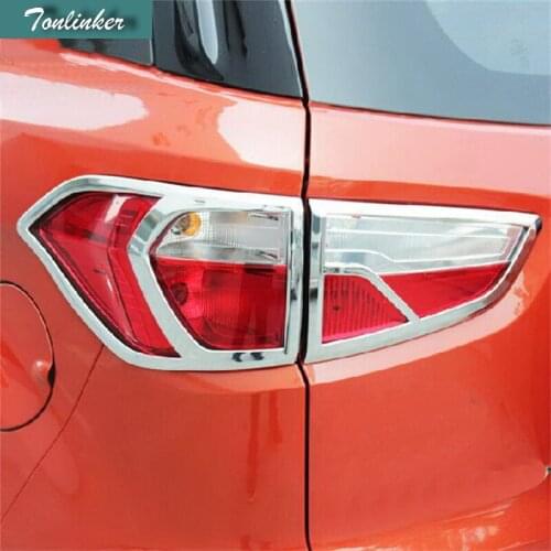Tonlinker 2-4PCS Car Styling ABS Chrome Front Headlight Rear Headlight Frame Light Cover stickers for Ford Ecosport Accessories