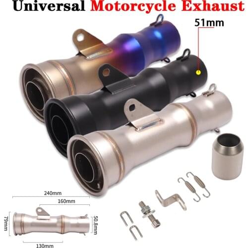 51mm Universal Motorcycle Exhaust Escape Moto Modified Muffler Stainless Steel Link Pipe For Ninja400 Z250 MT10 CBR1000 S1000RR