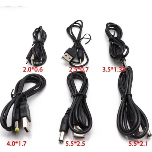 USB Port to 2.0*0.6mm 2.5*0.7mm 3.5*1.35mm 4.0*1.7mm 5.5*2.1mm 5V DC Barrel Jack Power Cable Connector