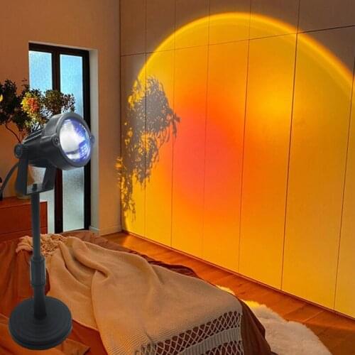 USB Rainbow Sunset Projector Atmosphere Night Light Sunset Projection Desk Lamp For Bedroom Bar Coffee Store Decoration Lighting