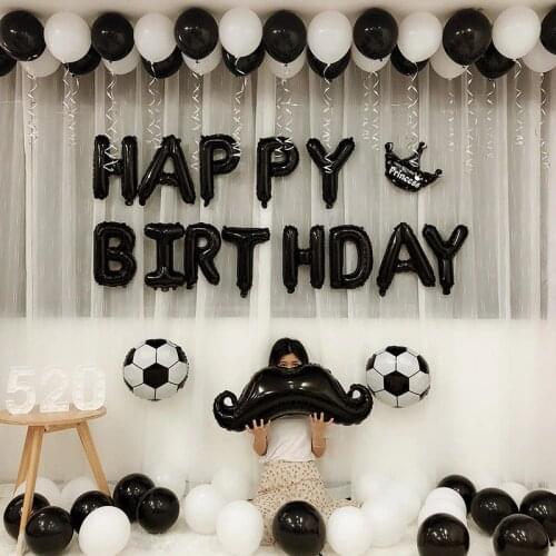 Black White Party Happy Birthday Football/Soccer Fans Foil Balloons Baby Boy Childrens Day Bar KTV Decoration Party Supplies