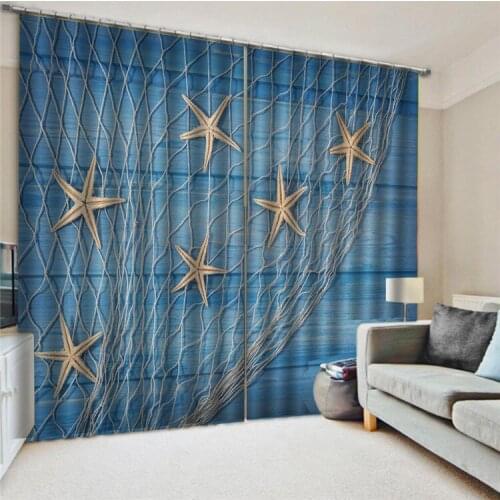 Blue pattern 3D blackout Window Curtains For Living room curtains Bedroom Cortina Rideaux Cushion cover Custom size