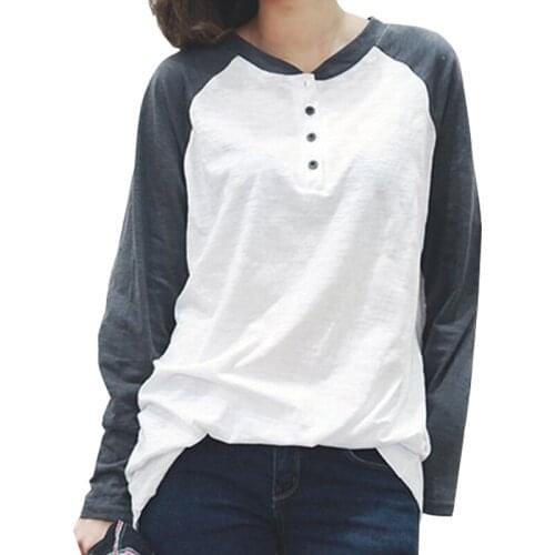S~2XL Women Top Fashion Casual 2019 New Spring Autumn T-Shirts Long Sleeve V Neck Loose Cotton Bottoming T-shirt Women ZW163