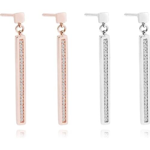 Zhijia European and American fashion new Rose gold and silver metal chain Zircon earrings elegant earrings jewelry