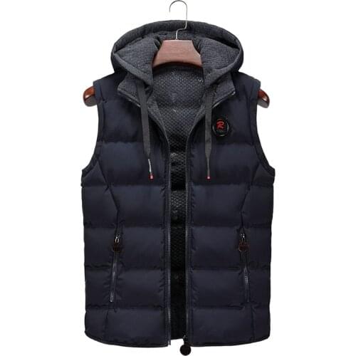Vest Mens Winter Casual Outerwear Warm Hood Jacket Vest Men Sleeveless Waterproof Jackets Parkas Vests Men