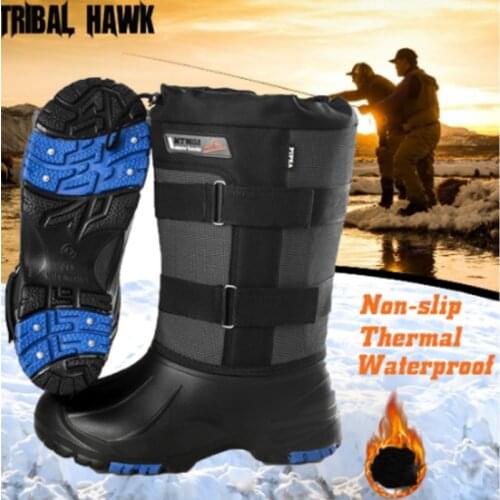 Winter Snow Boots Warm Non-slip Outdoor Working Hiking Hunting Shoes Thermal Velvet Fishing Waders Waterproof with Steel Nails