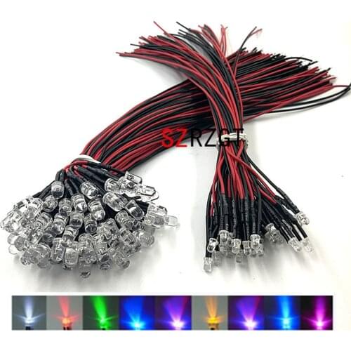 10pcs/lot DC 12V LED Diodes 20cm Pre Wired 5mm LED Light Lamp Bulb Prewired Emitting Diodes For DIY Home Decoration Four Colors