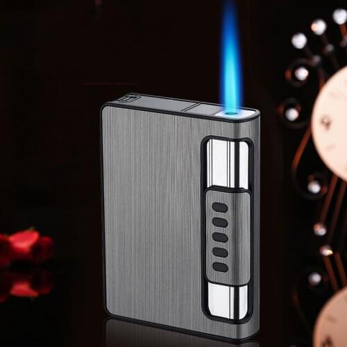 12 PCS 2 In 1 Cigarette Case Lighter Automatic Cigarette Filling Tool Cigarette Case with Gas Smoking Lighters Gadgets for Men