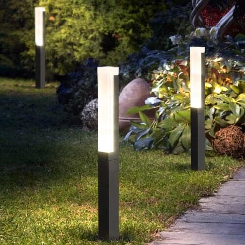 2020 LED IP65 Waterproof Bollard Lawn Light Aluminum Square Modern Simple Decorative Lighting Outdoor Garden Yard Landscape Lamp