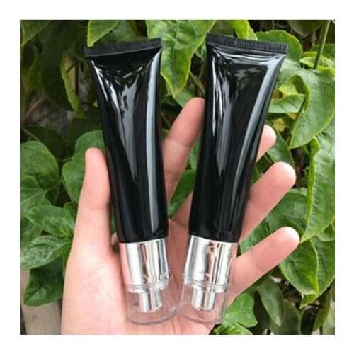 300pcs/lot 50ml 50g Empty Black Soft Squeeze Cosmetic Packaging Refillable Plastic Lotion Cream Tube Pump Lids Bottle Container