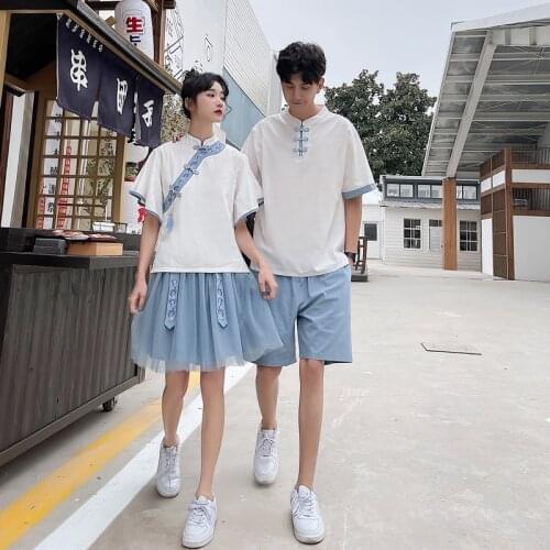 【 8330#】2021 sweethearts outfit ethnic style set student class dress couples clothes couples clothing