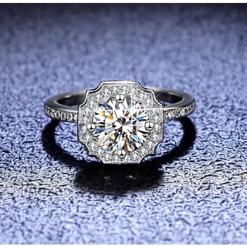Diamond Test Passed Excellent Cut 1 Carat D Color Good Quality Moissanite Cushion Ring Silver 925 Platinum Wedding Ring Jewelry