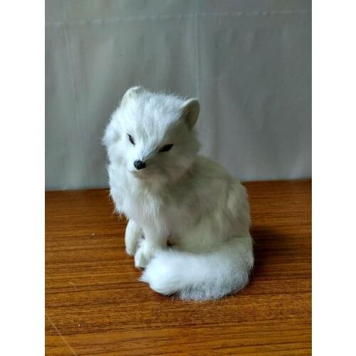 White simulation fox toy resin&fur sitting fox doll gift about 18cm 1066