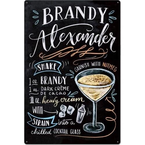 Brandy Cocktail Recipe Novelty Parking Retro Metal Tin Sign Plaque Poster Wall Decor Art Shabby Chic Gift