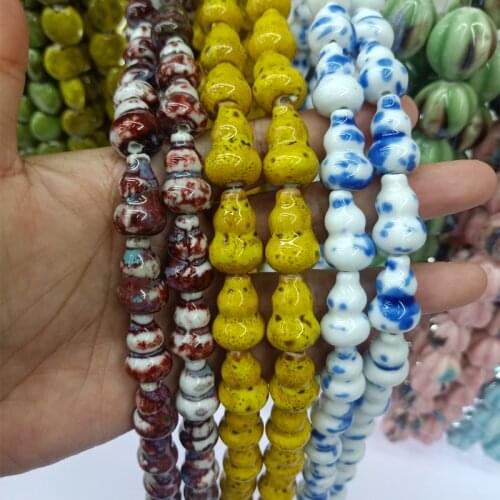 10pcs 22x13mm Gourd Shape Ceramic Beads For Jewelry Making DIY Loose Spacer Bead Fashion Charm Accessories