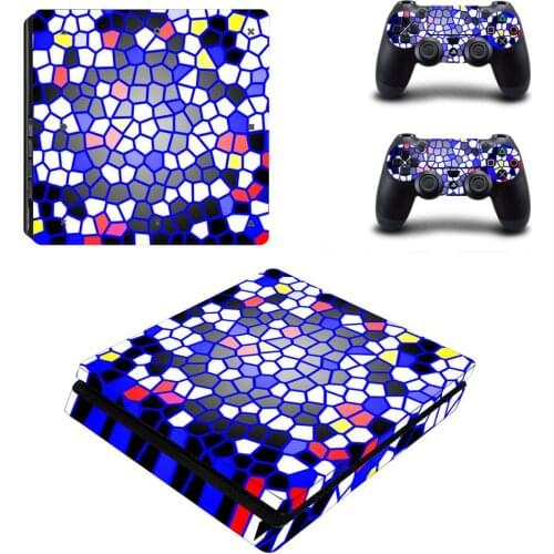Color Style PS4 Slim Skin Sticker for Sony Playstation 4 Slim Console & 2 Controllers Decal Vinyl Protective Skins Style 8