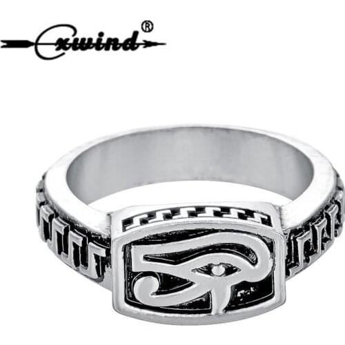 Cxwind Vintage Egyptian Eye of Horus Amulet Rings Egypt Pharaoh God Jewelry for Mens Women Punk Finger Ring Wholesale
