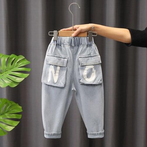 2-6Y New Kids Boys Pants Jeans Trousers Loose Denim Jeans Kids Pants Childrens Cotton Long Pants Fashion Boys Jeans Size:90-130