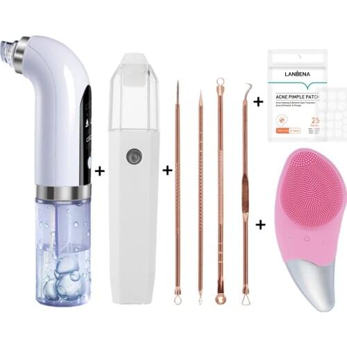 Electric Small Bubble Blackhead Remover Water Cycle Pore Acne USB Rechargeable Pimple Removal Vacuum Suction Facial Cleaner Tool