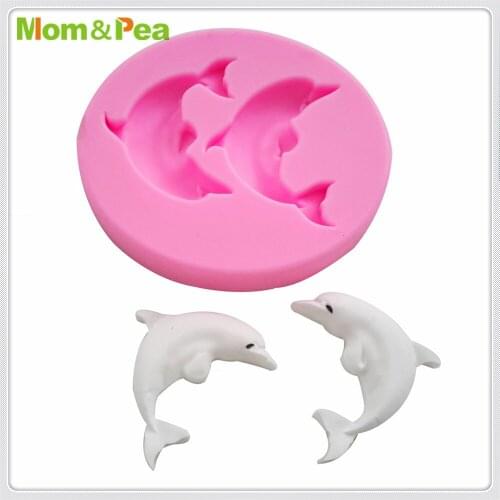 Mom&Pea MPA1924 2-Dolphin Silicone Mold Cake Decoration Fondant Cake 3D Mold Food Grade