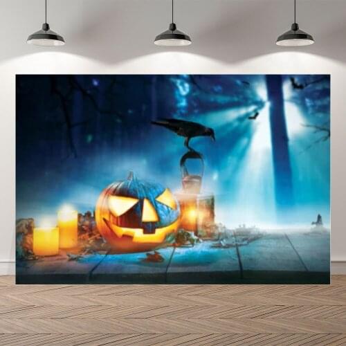 Seekpro Halloween Party Pumpkin Candle Lightning Forest Photography Background Photographic Backdrop For Photo Studio Shoot