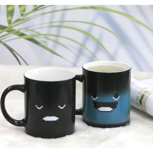 Ceramic Color Changing Coffee Cup Creative Full Change Smiley Heat Transfer Mug Color Changing Coffee Cup Tea Cup Mugs