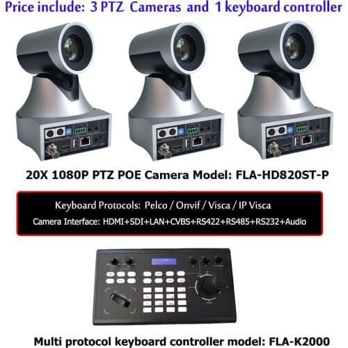 VISCA/ONVIF Controller and HDMI 3G SDI IP POE 20X Zoom Video PTZ Camera Broadcast For Professional AV Solution