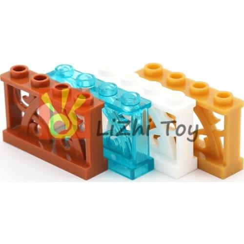 MOC Bricks Parts 19121 Fence 1X4X2 Ornamental with 4 Studs DIY Building Enlighten Block Bricks Compatible Particles Street View